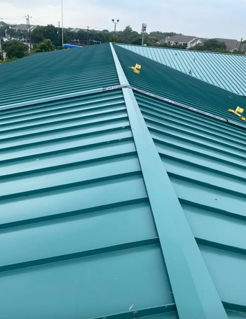 Green commercial metal roof ridge and valley for Metal Roof Repair in Chicago